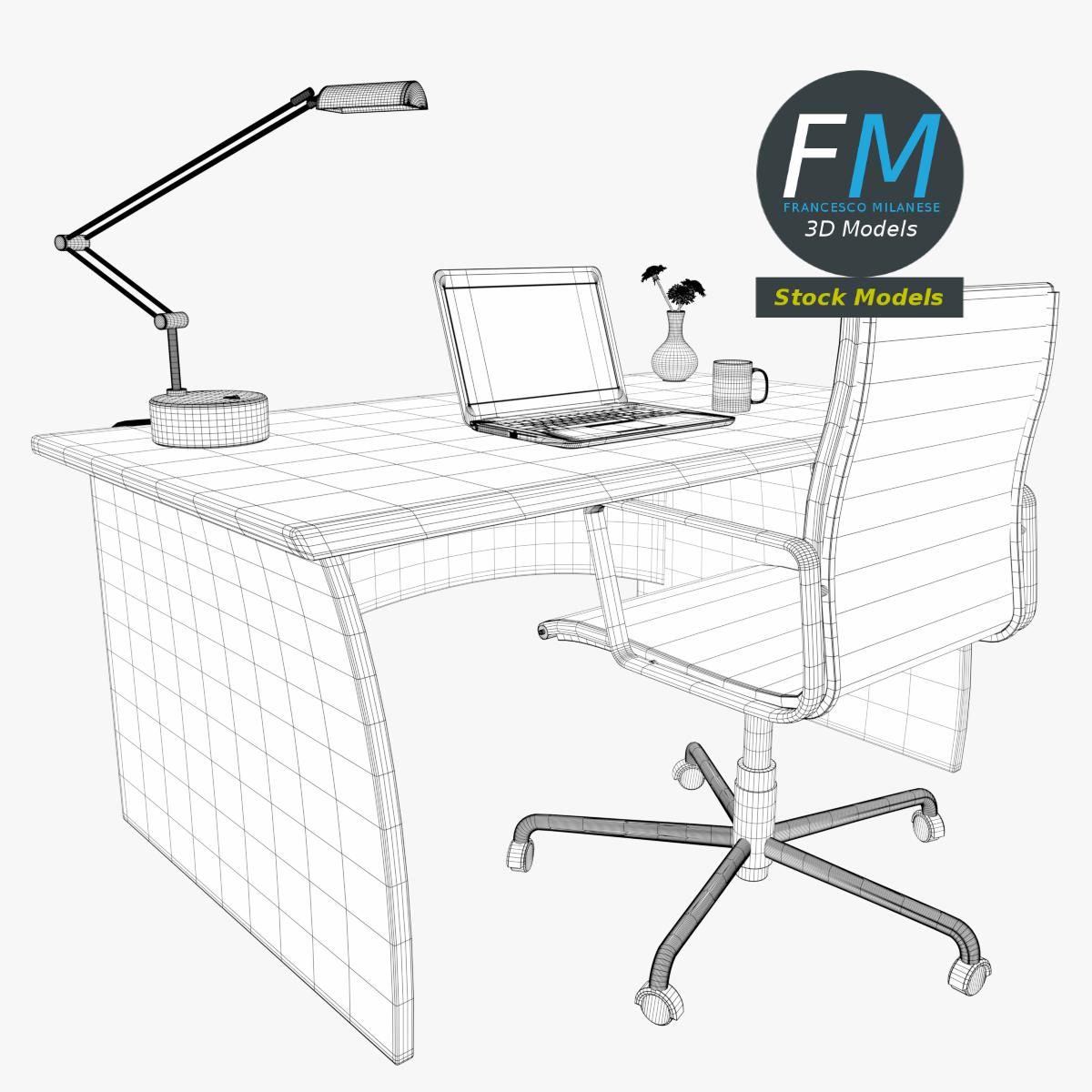 3D-Modell - Schreibtisch-Set - 07
