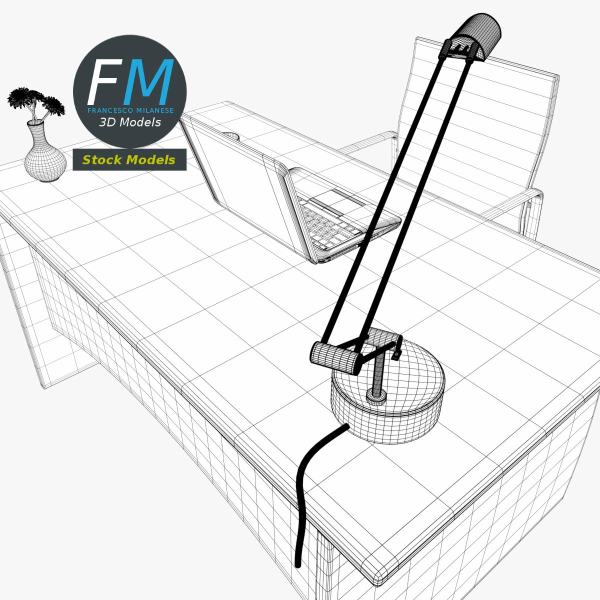 3D-Modell - Schreibtisch-Set - 08