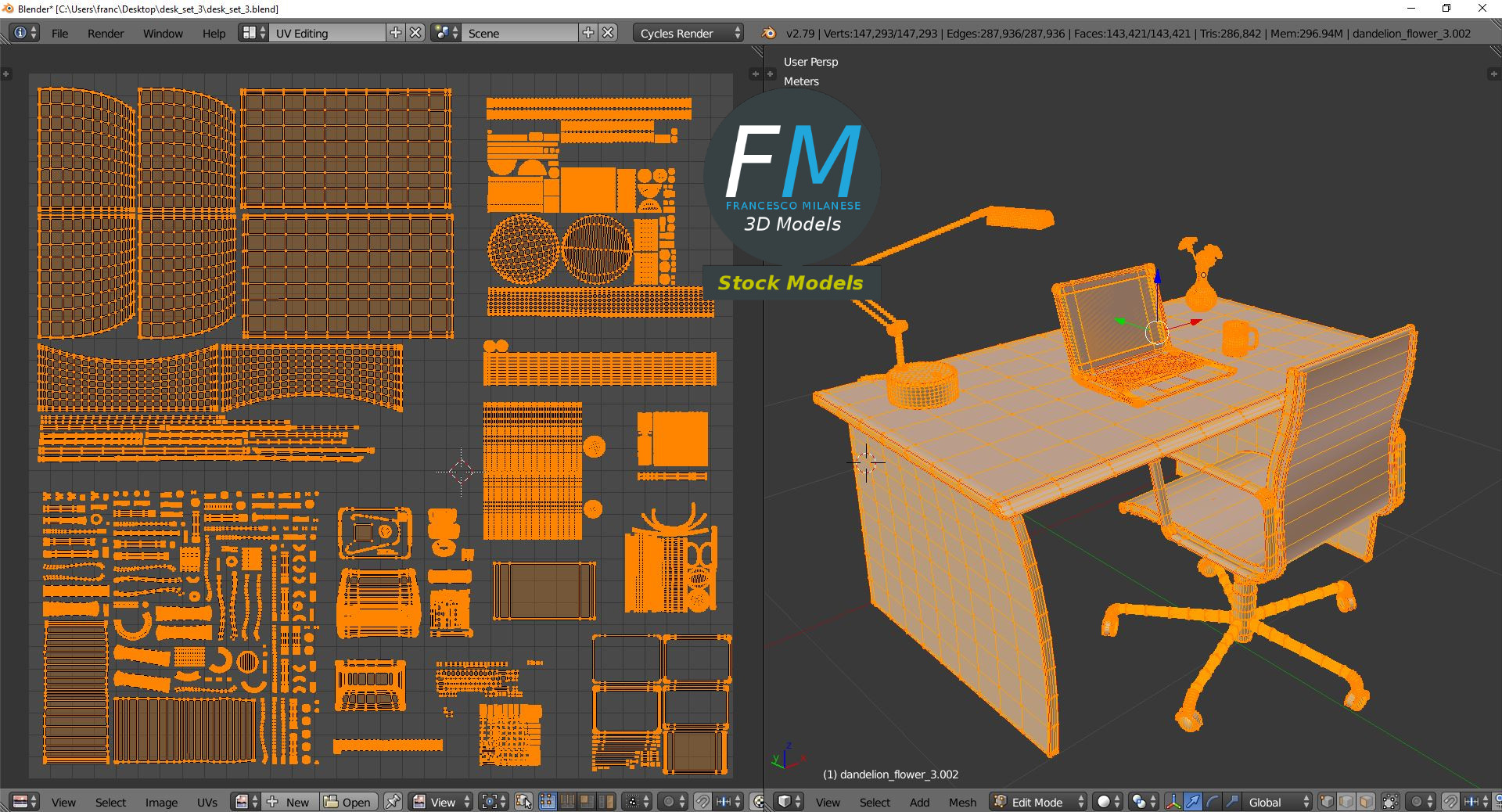 3D-Modell - Schreibtisch-Set - 10