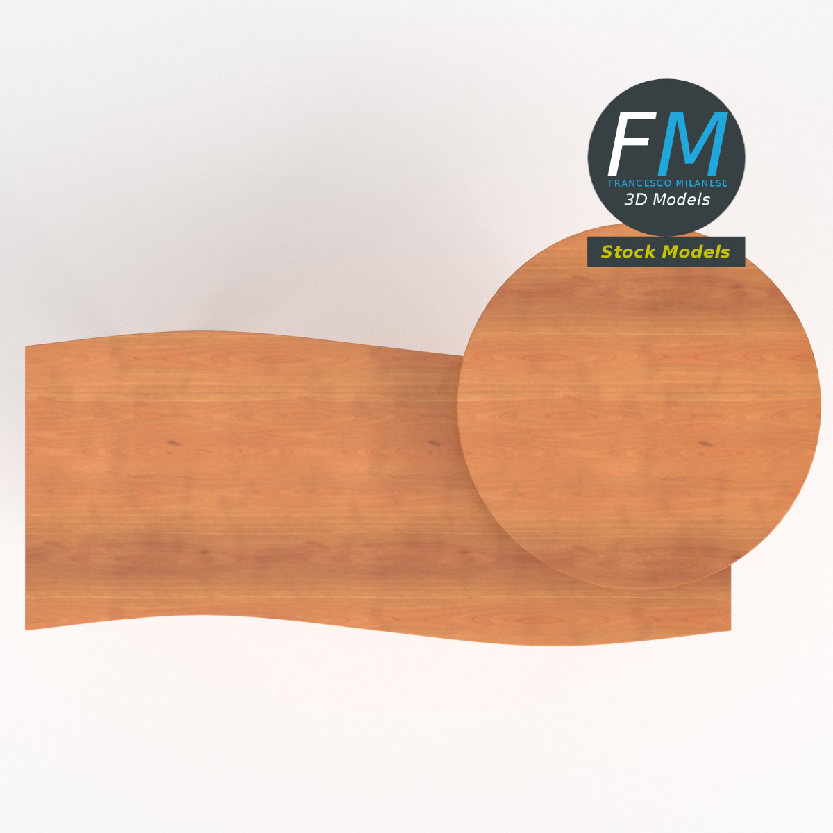 3D-Modell - Schreibtisch mit Rundem Ablagefach - 06