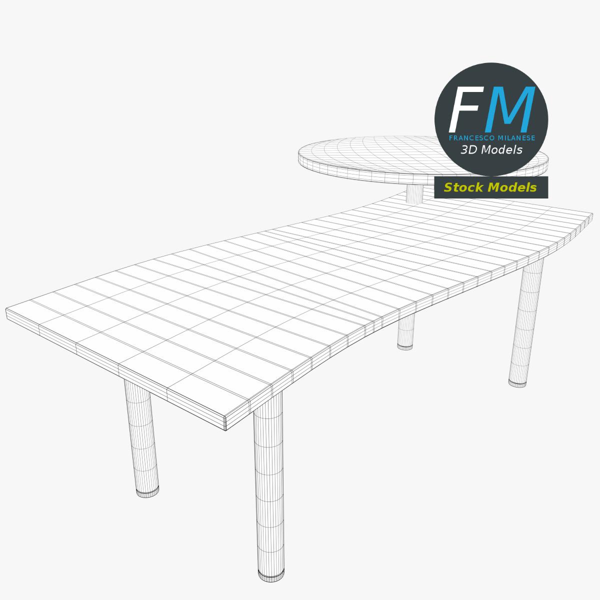 3D-Modell - Schreibtisch mit Rundem Ablagefach - 07