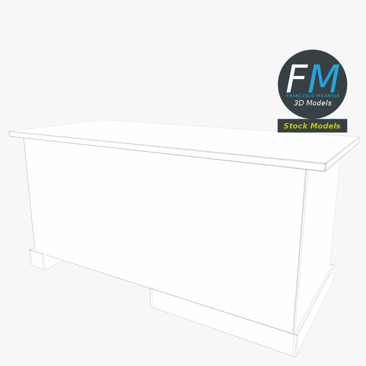 3D-Modell - Schreibtisch mit Schubladen - 08