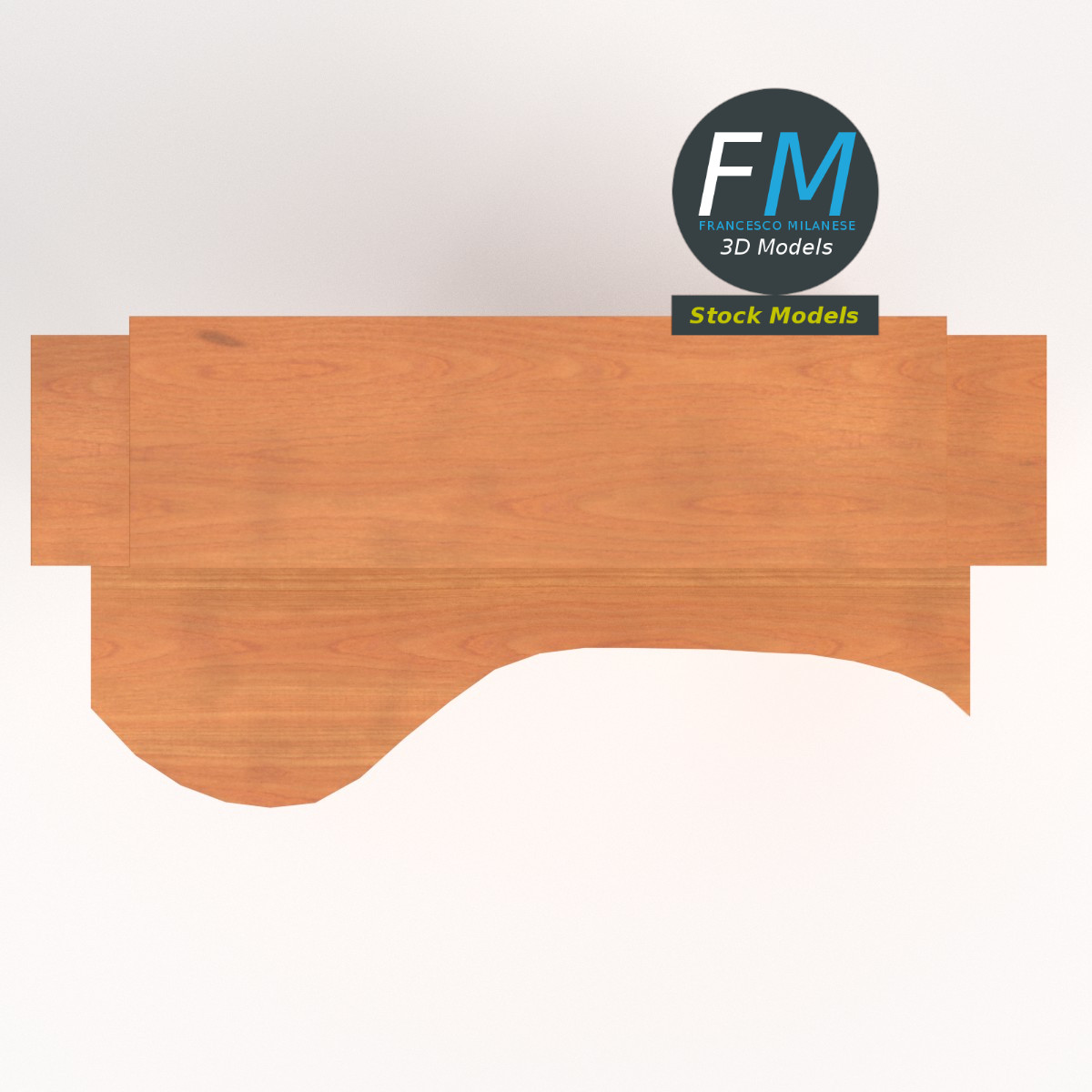 3D-Modell - Schreibtisch mit Schubladen und Regalböden - 06