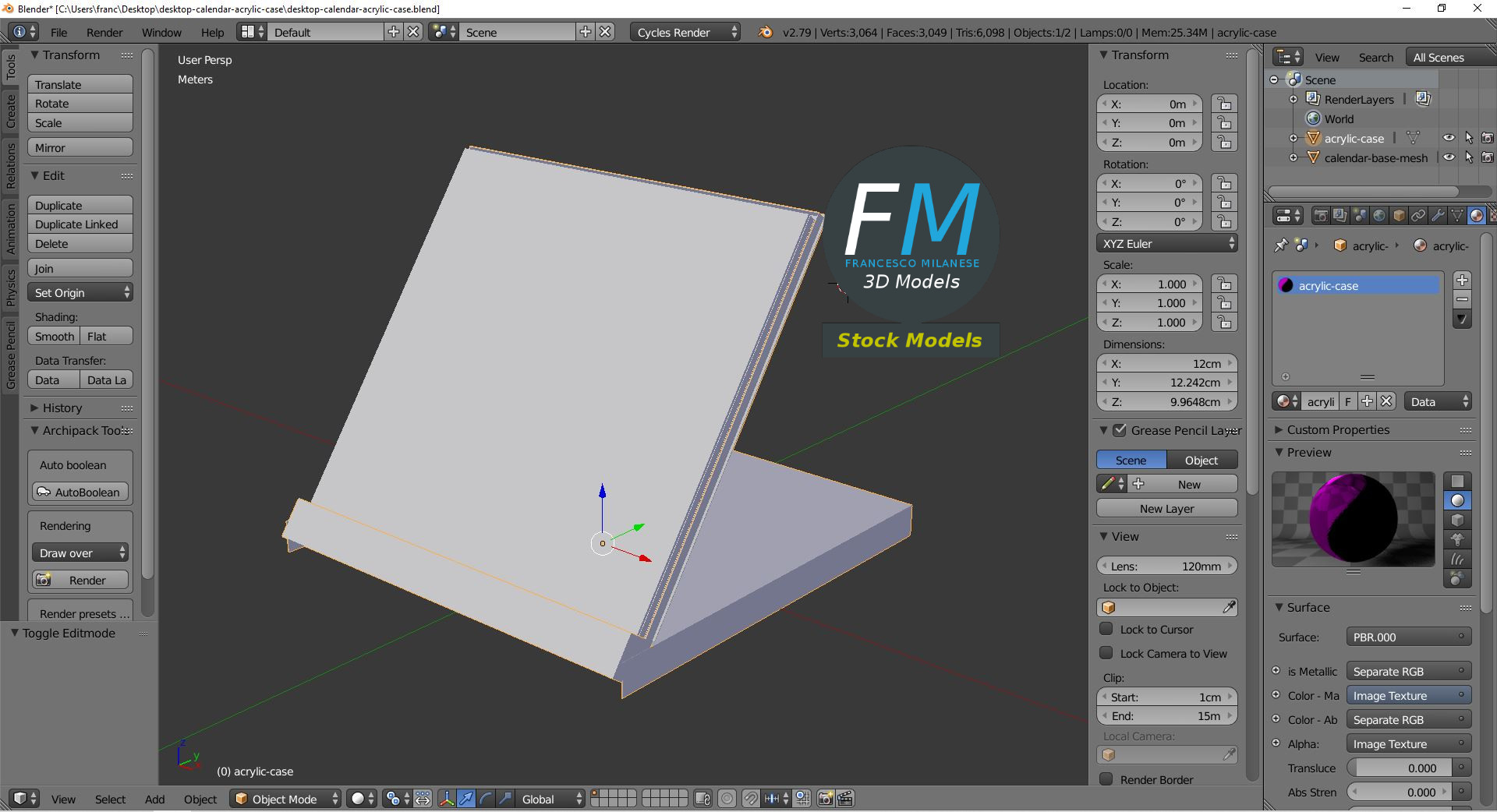 3D-Modell - Acryl-Tischkalenderhalter - 09