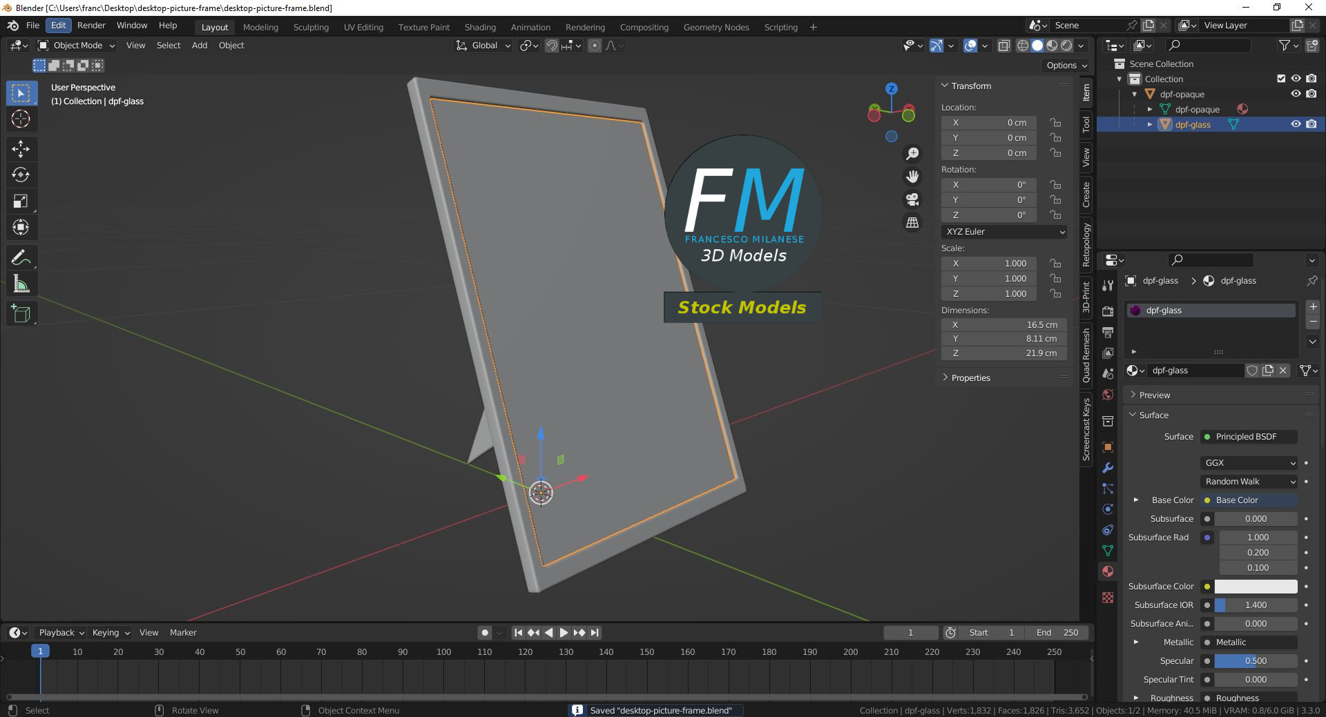 3D-Modell - Tisch-Bilderrahmen - 09