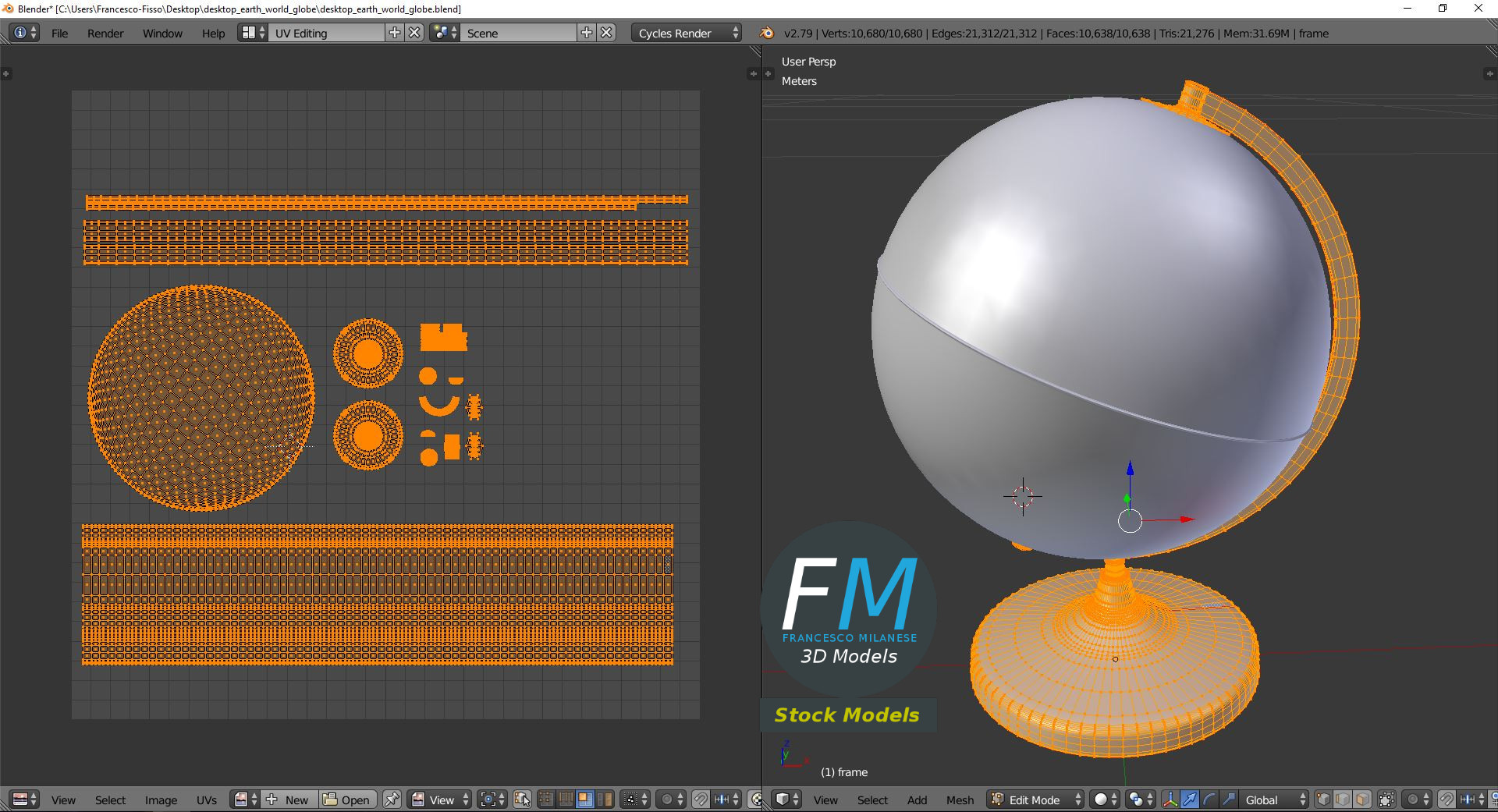 3D-Modell - Schreibtischglobus - 10