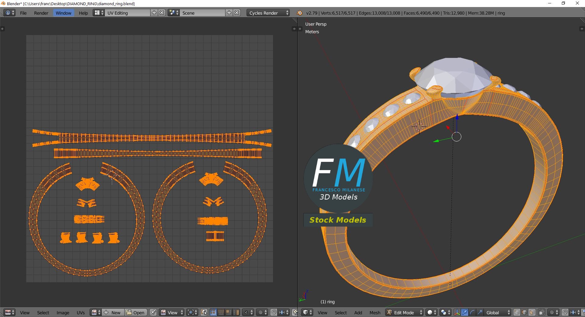 3D-Modell - Diamantring - 10