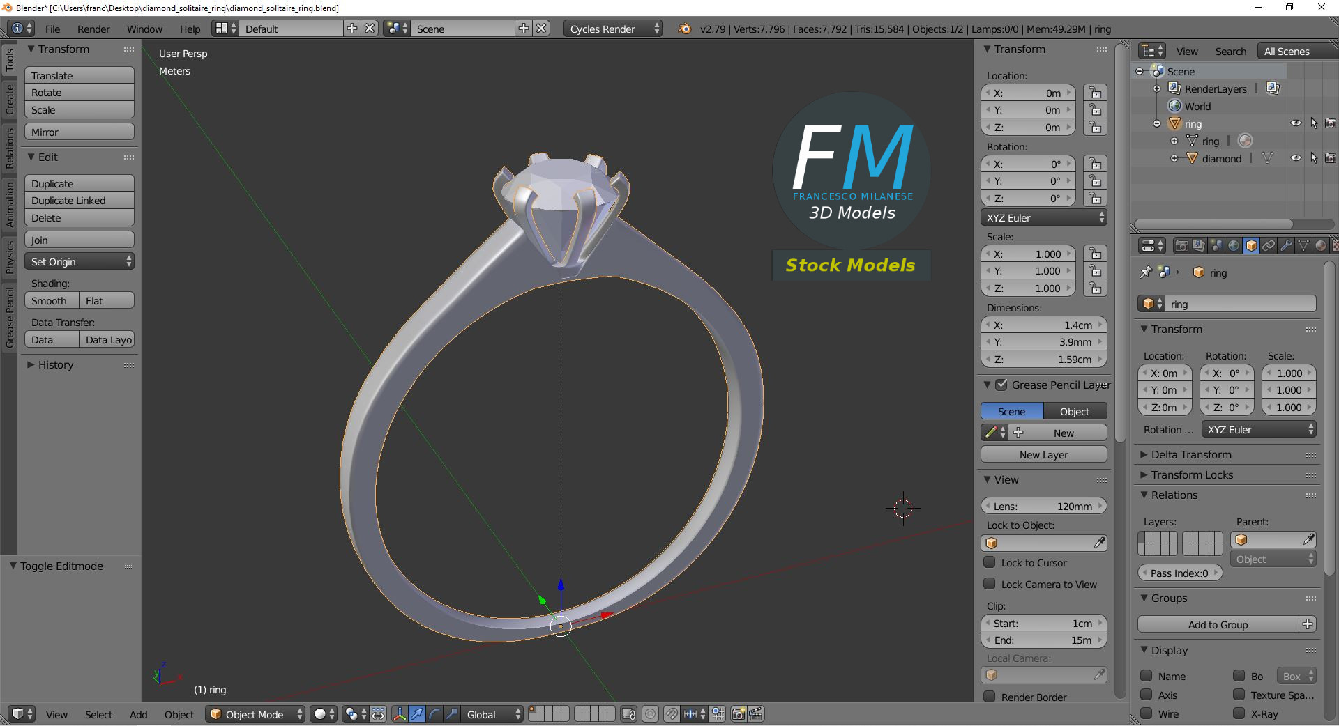 3D-Modell - Diamant-Solitärring - 09