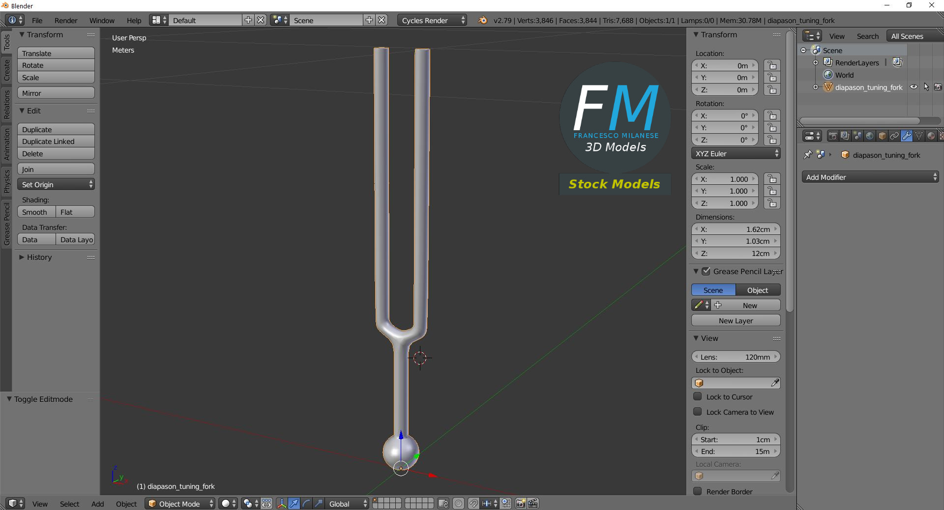 3D-Modell - Stimmgabel - 09