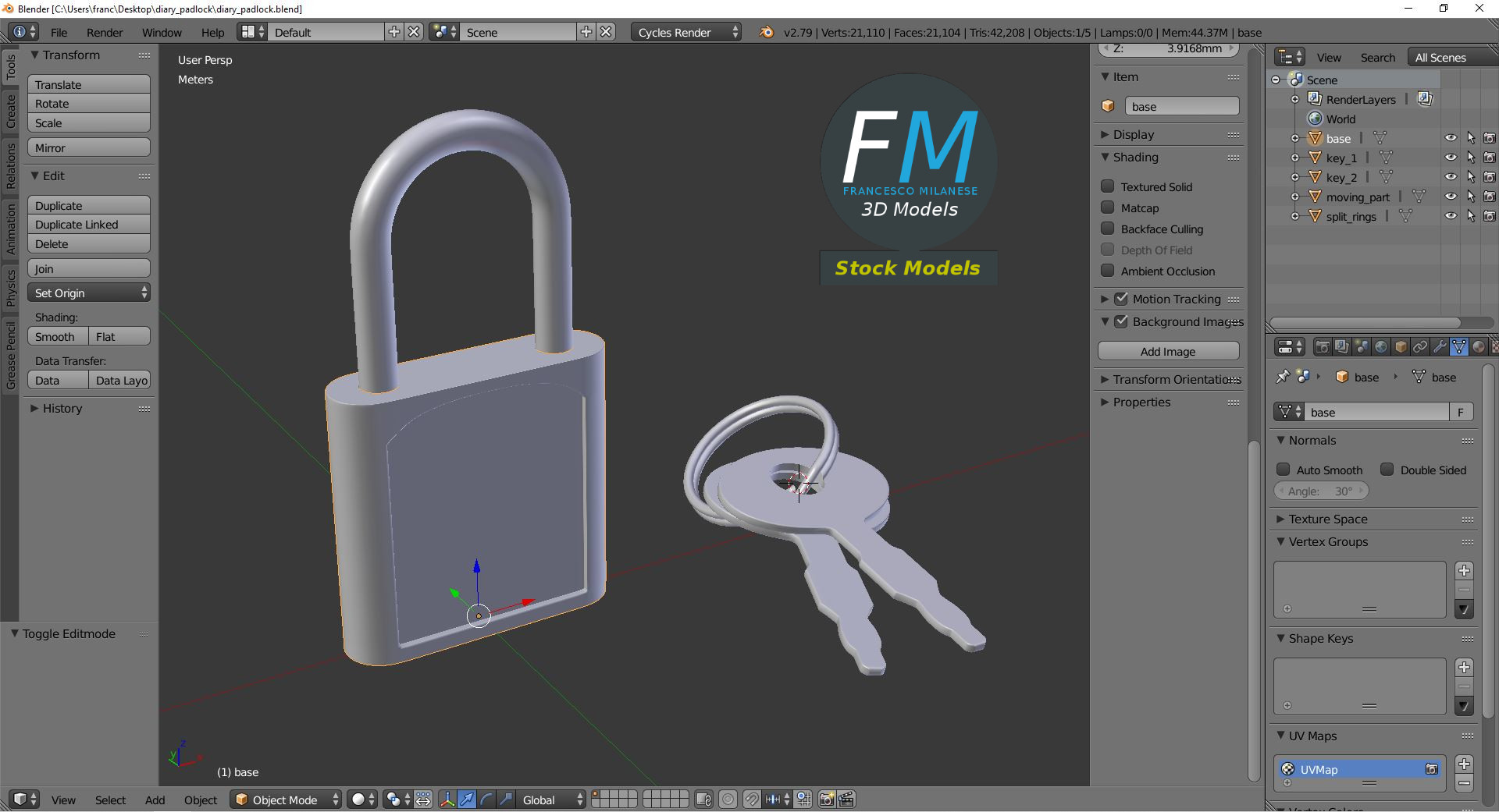 3D-Modell - Tagebuchschloss - 09