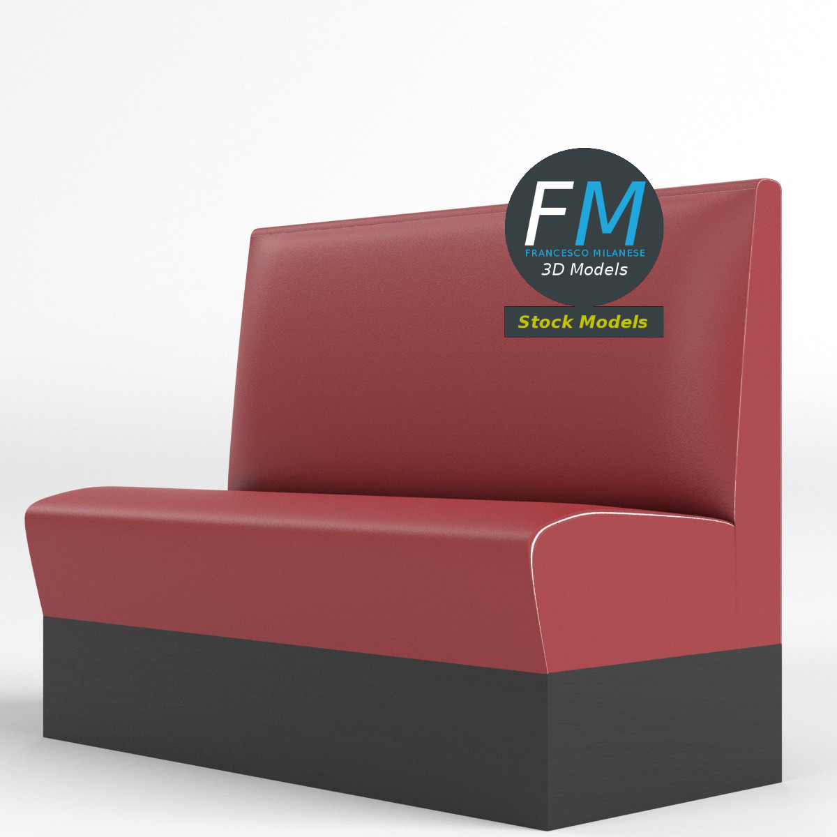 3D-Modell - Diner-Sitzbank - 03