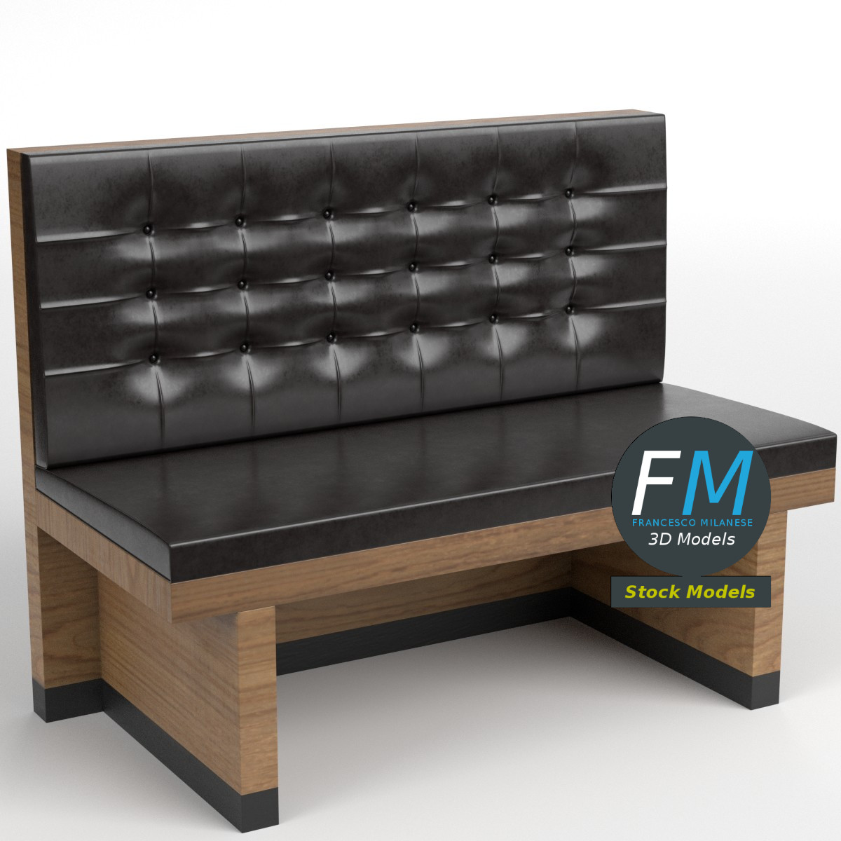 3D-Modell - Chesterfield-Diner-Sitzbank - 01
