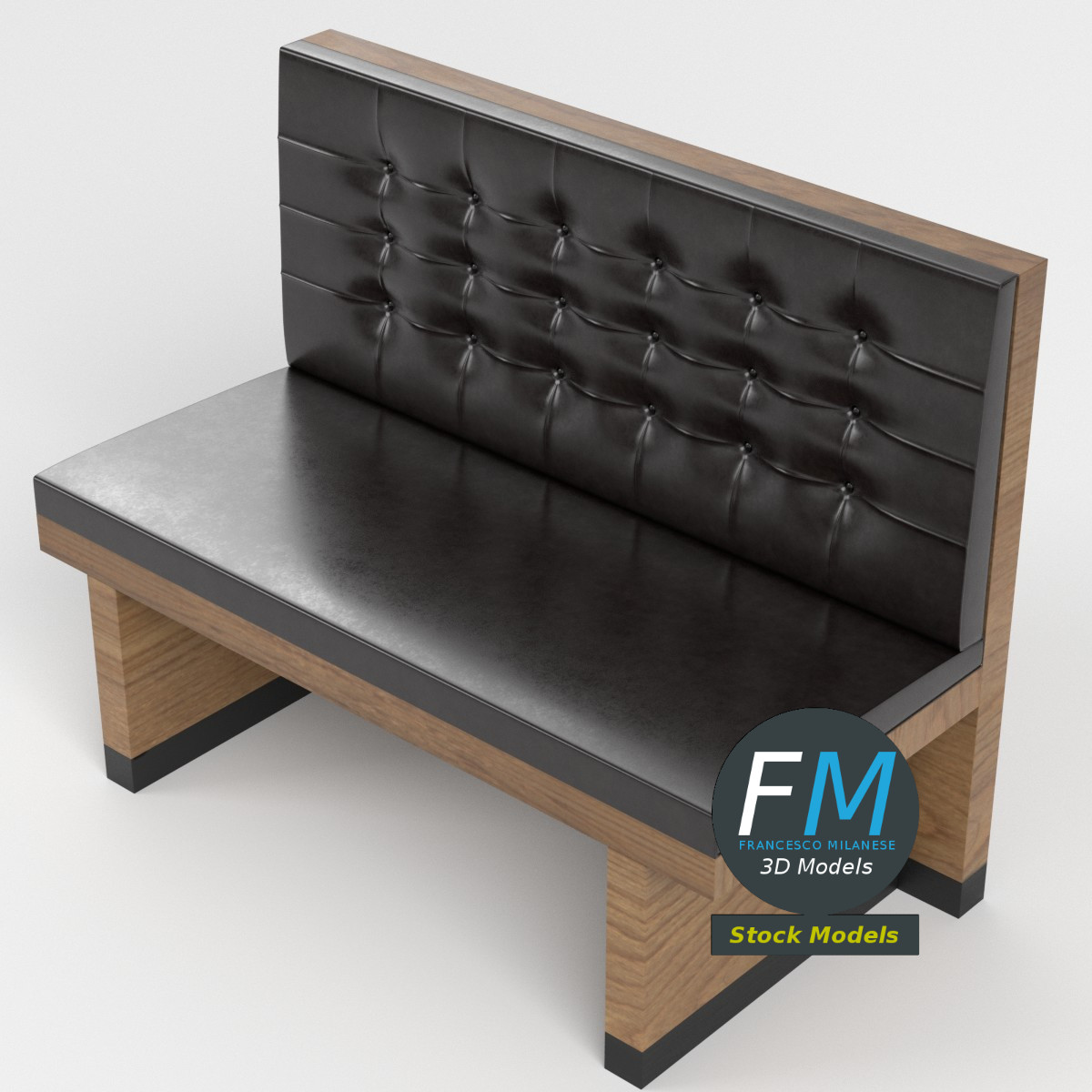 3D-Modell - Chesterfield-Diner-Sitzbank - 02