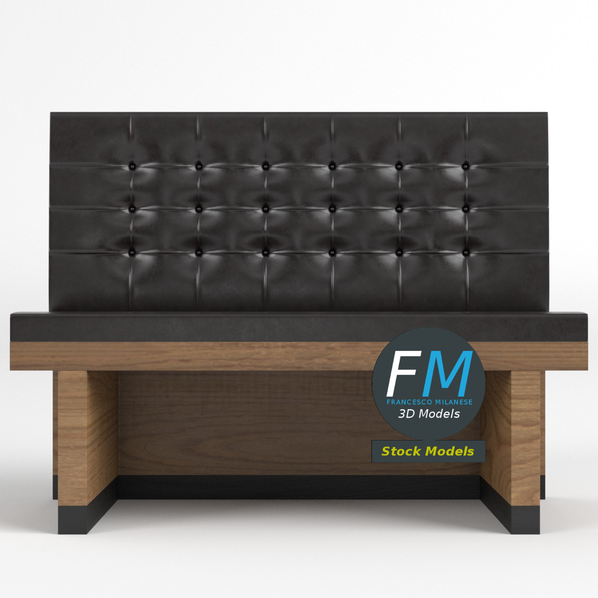 3D-Modell - Chesterfield-Diner-Sitzbank - 03