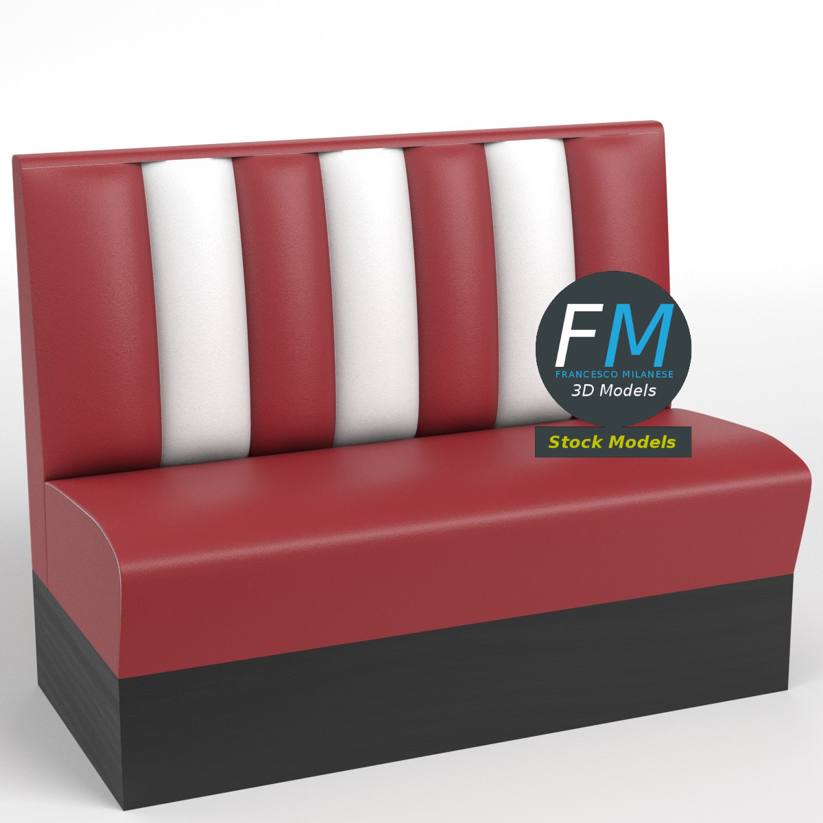 3D-Modell - Diner-Sitzbank - 01