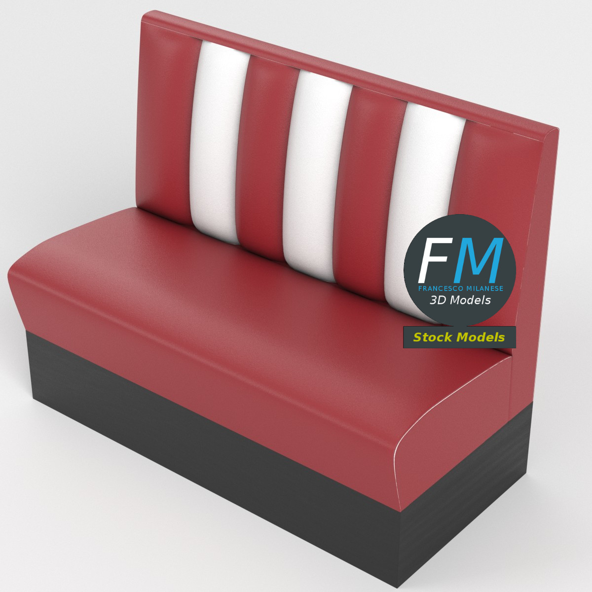 3D-Modell - Diner-Sitzbank - 02