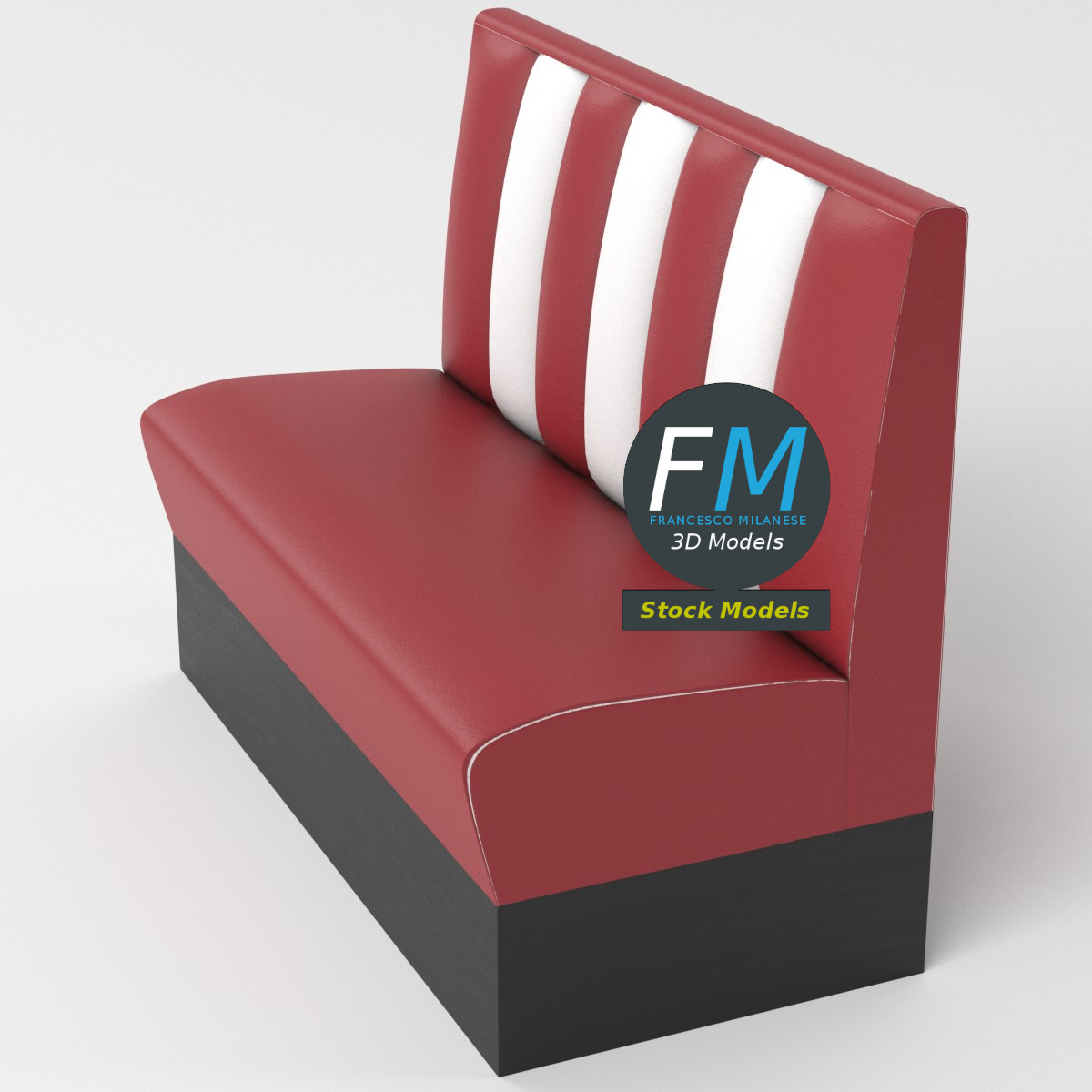 3D-Modell - Diner-Sitzbank - 05
