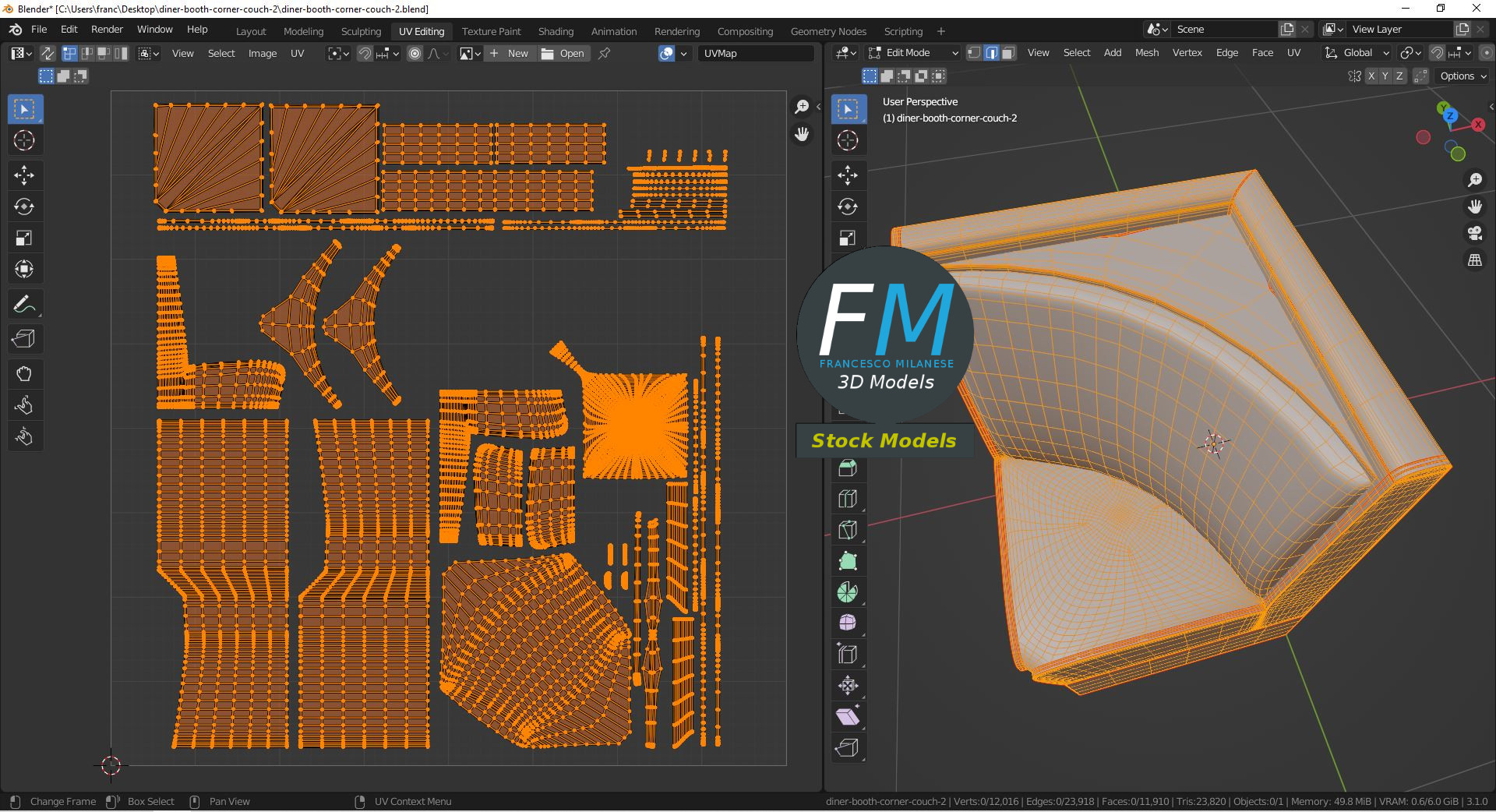 3D-Modell - Diner-Ecksitzbank - 10