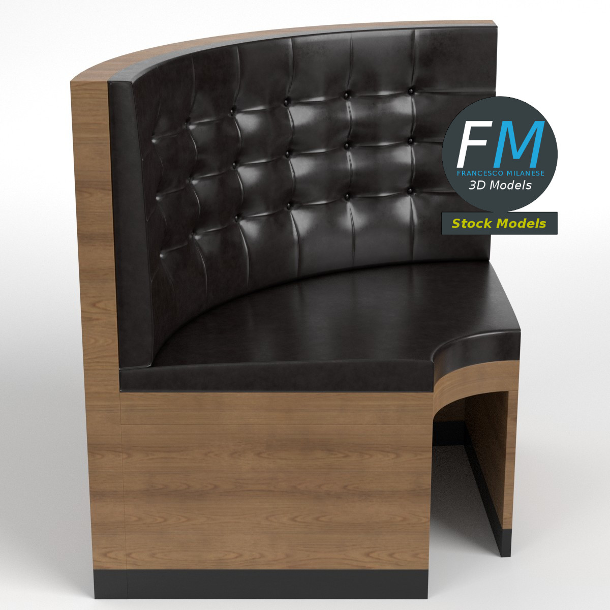 3D-Modell - Chesterfield-Diner-Ecksitzbank - 01