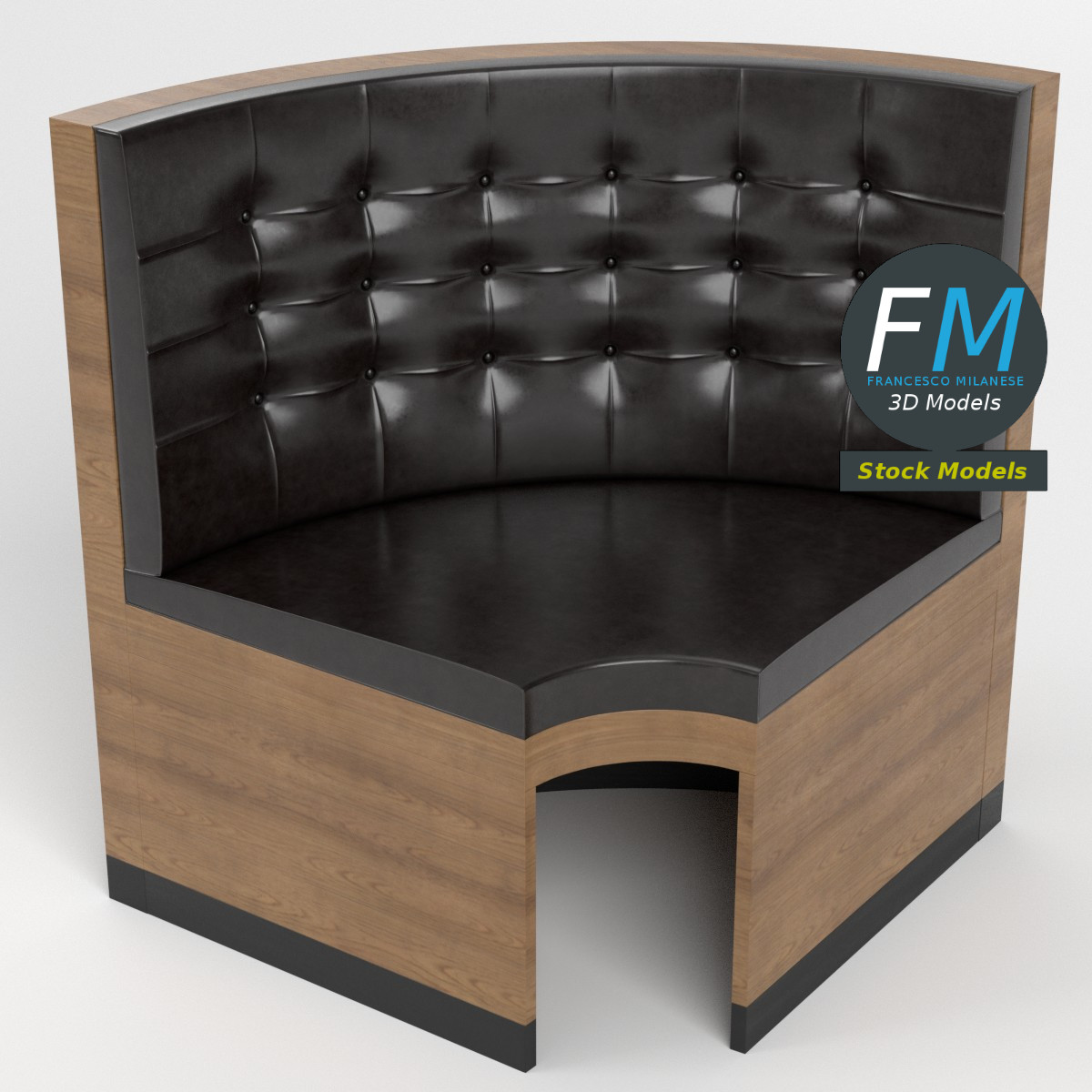 3D-Modell - Chesterfield-Diner-Ecksitzbank - 02