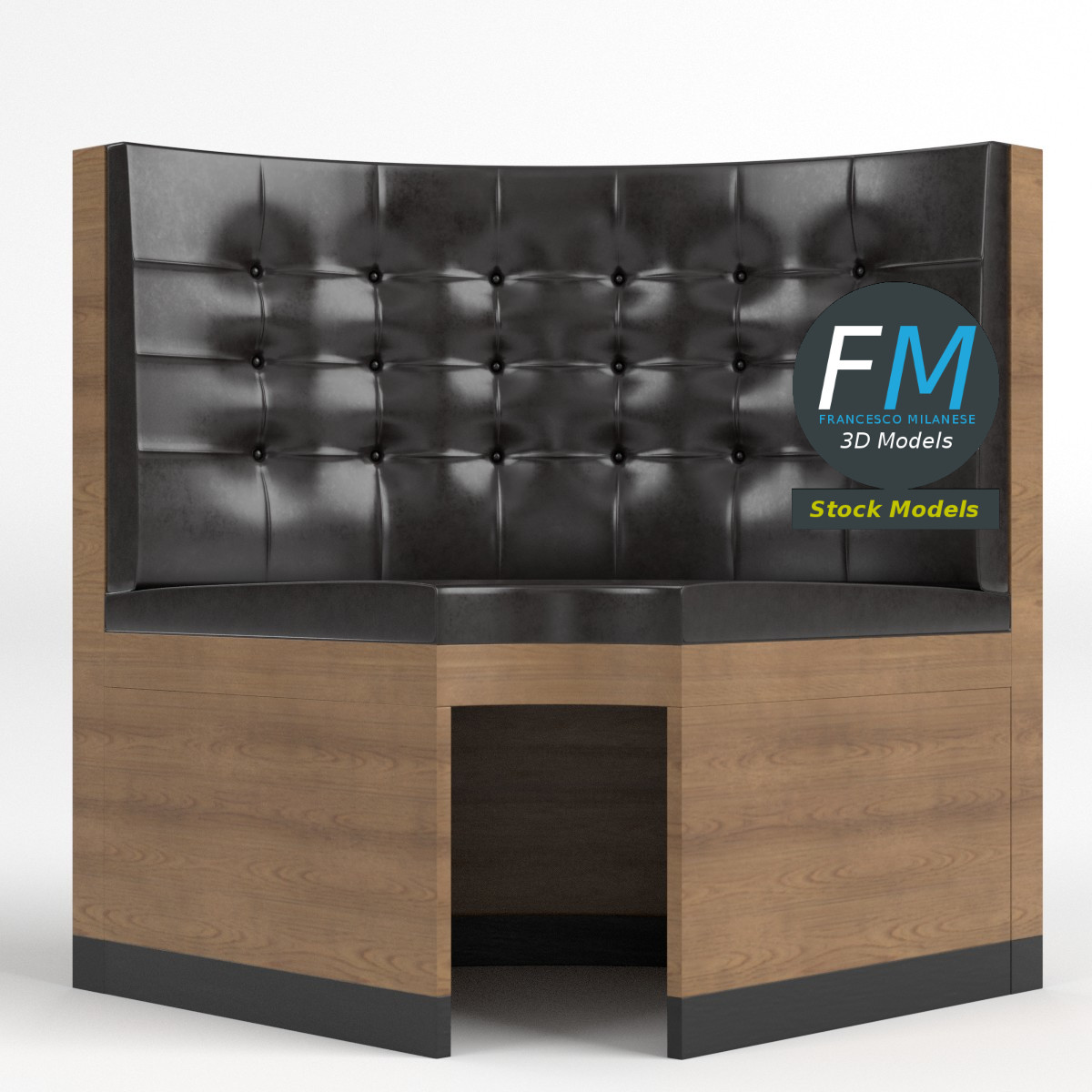 3D-Modell - Chesterfield-Diner-Ecksitzbank - 03