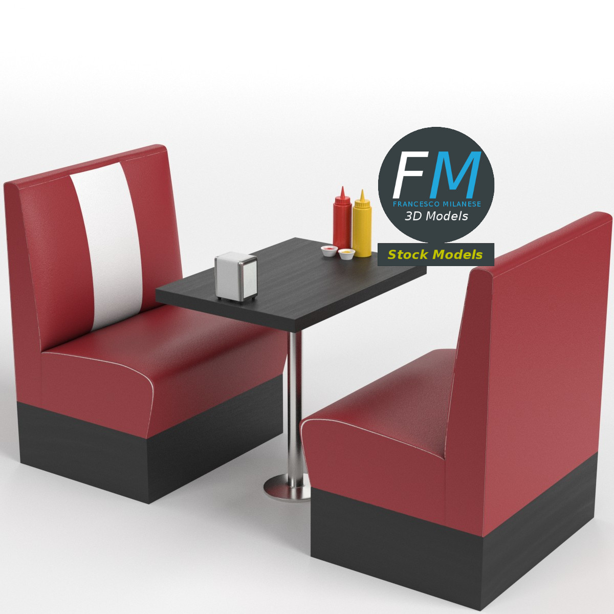 3D-Modell - Diner-Booth-Set - 01