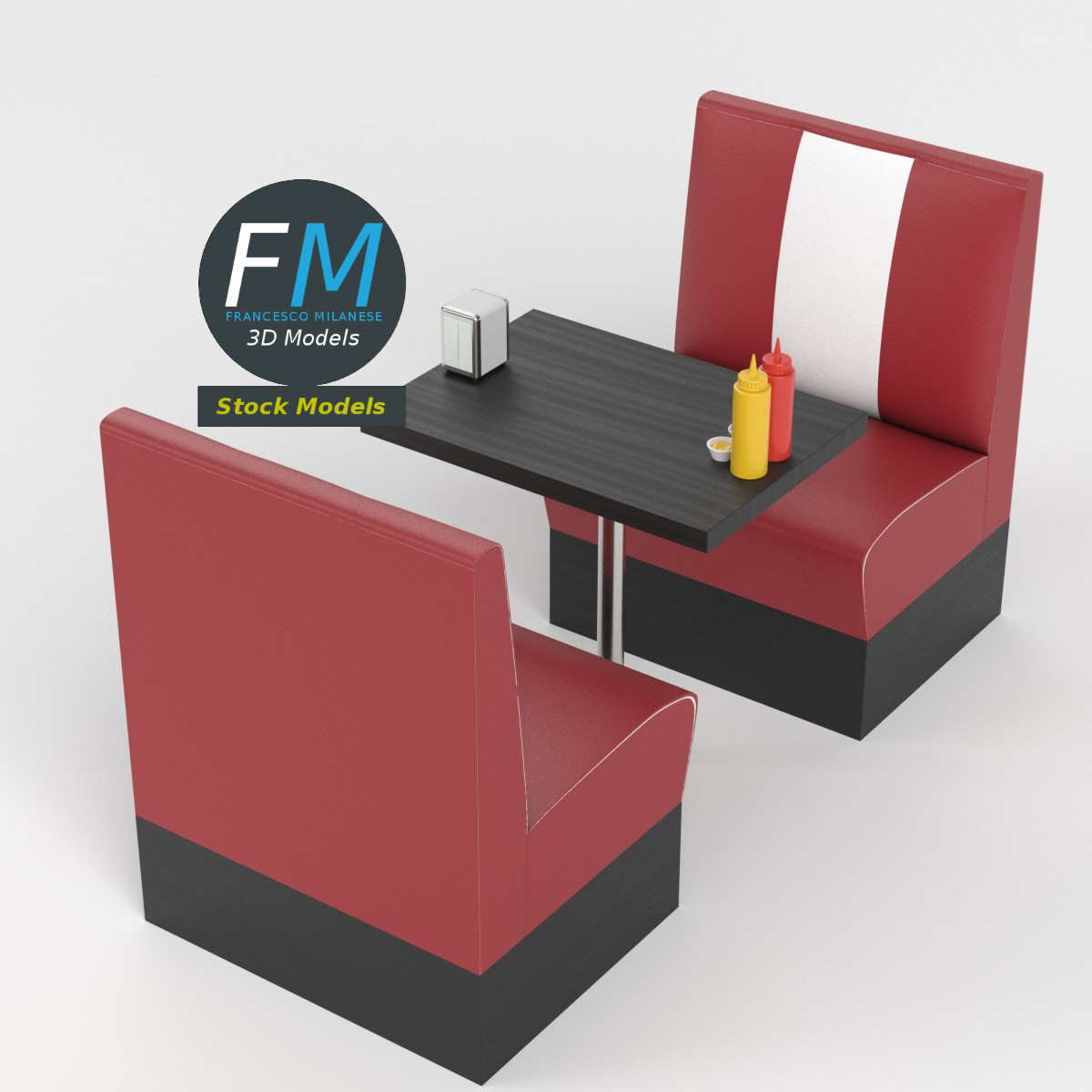 3D-Modell - Diner-Booth-Set - 02