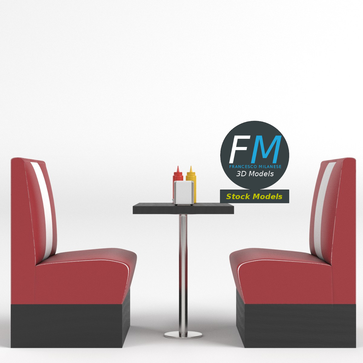 3D-Modell - Diner-Booth-Set - 03