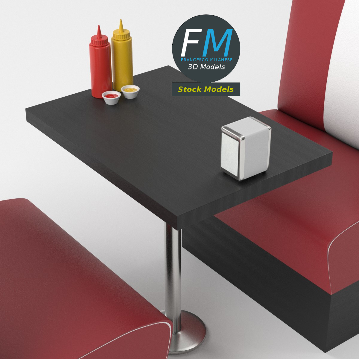3D-Modell - Diner-Booth-Set - 05