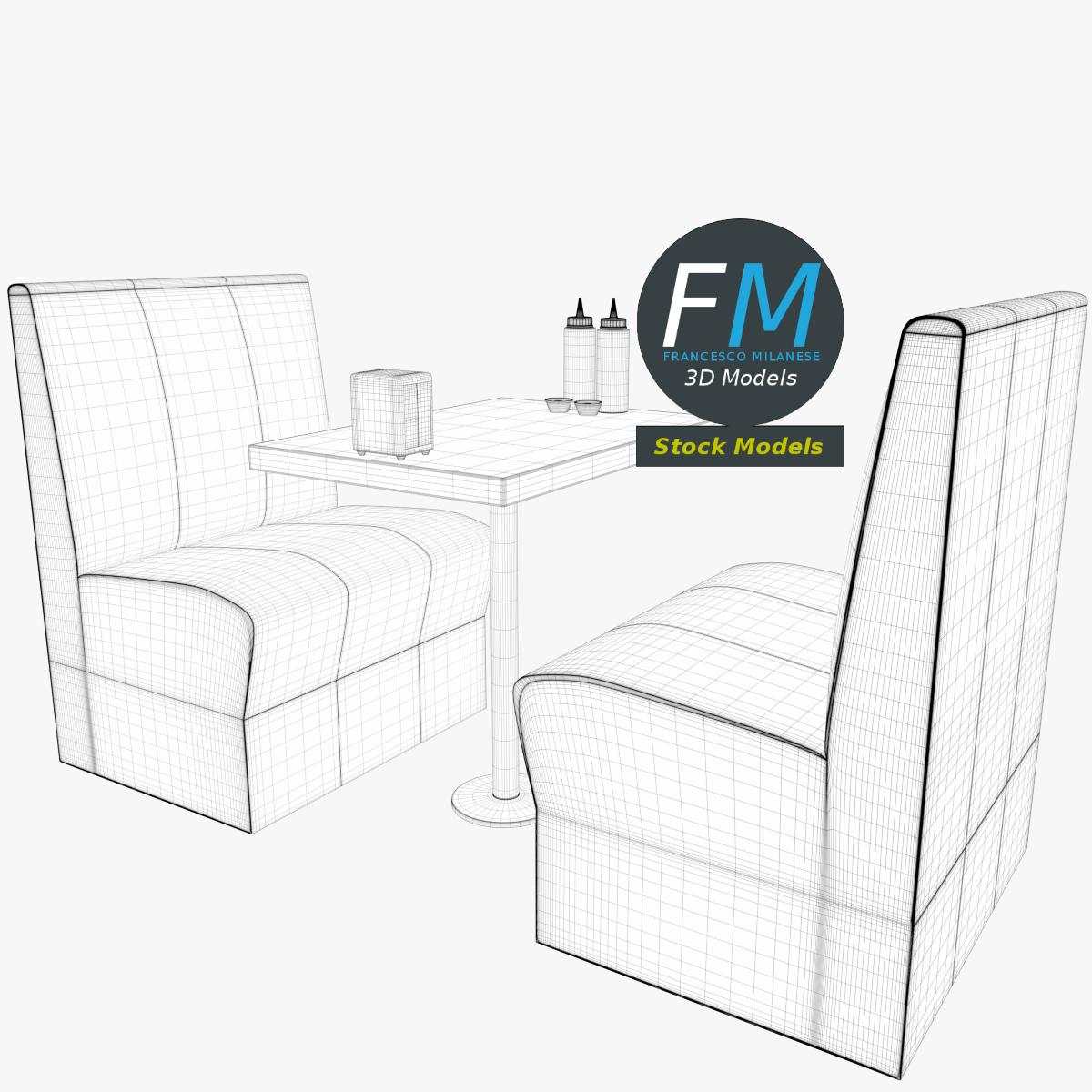 3D-Modell - Diner-Booth-Set - 07