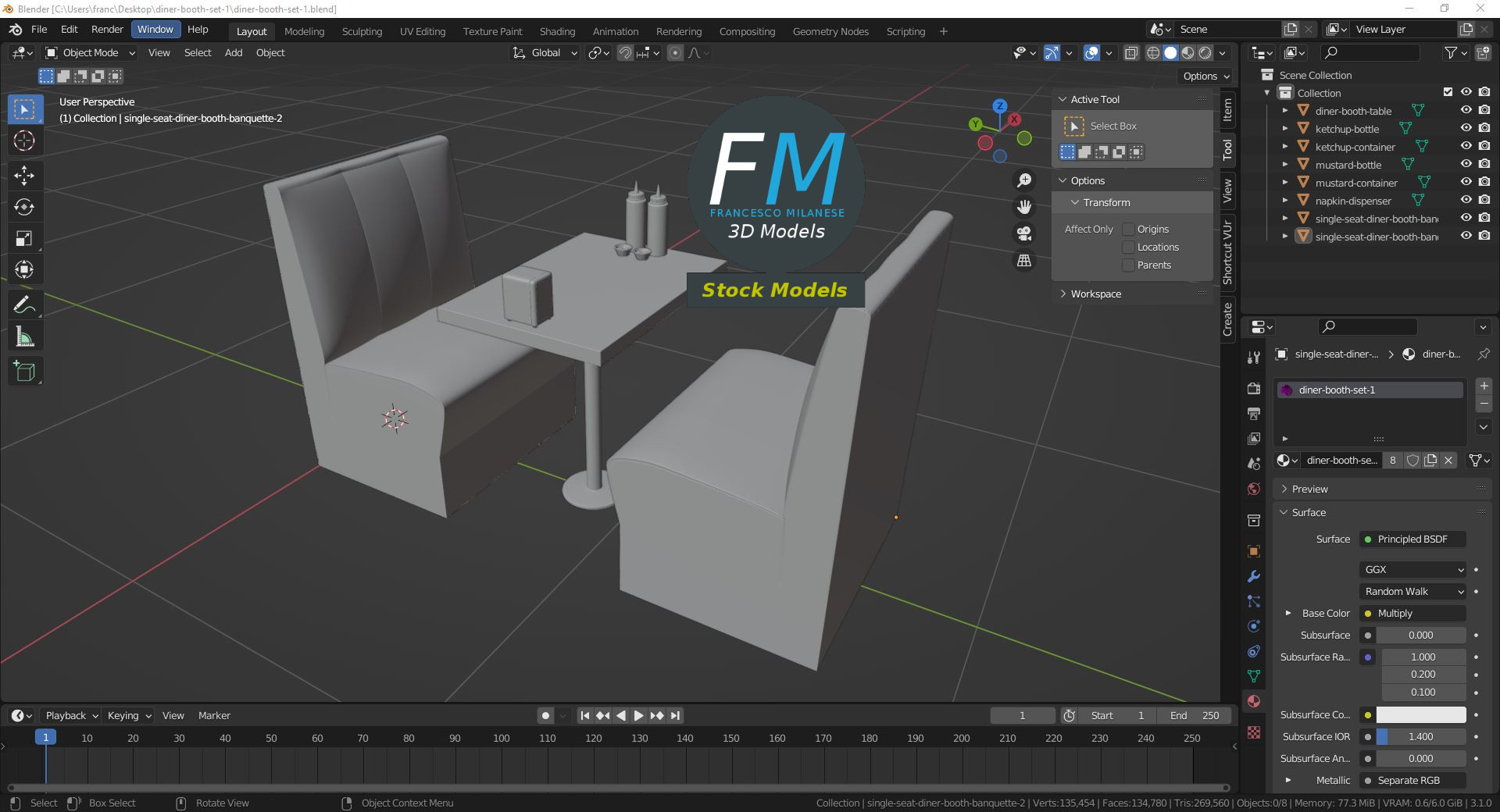 3D-Modell - Diner-Booth-Set - 09