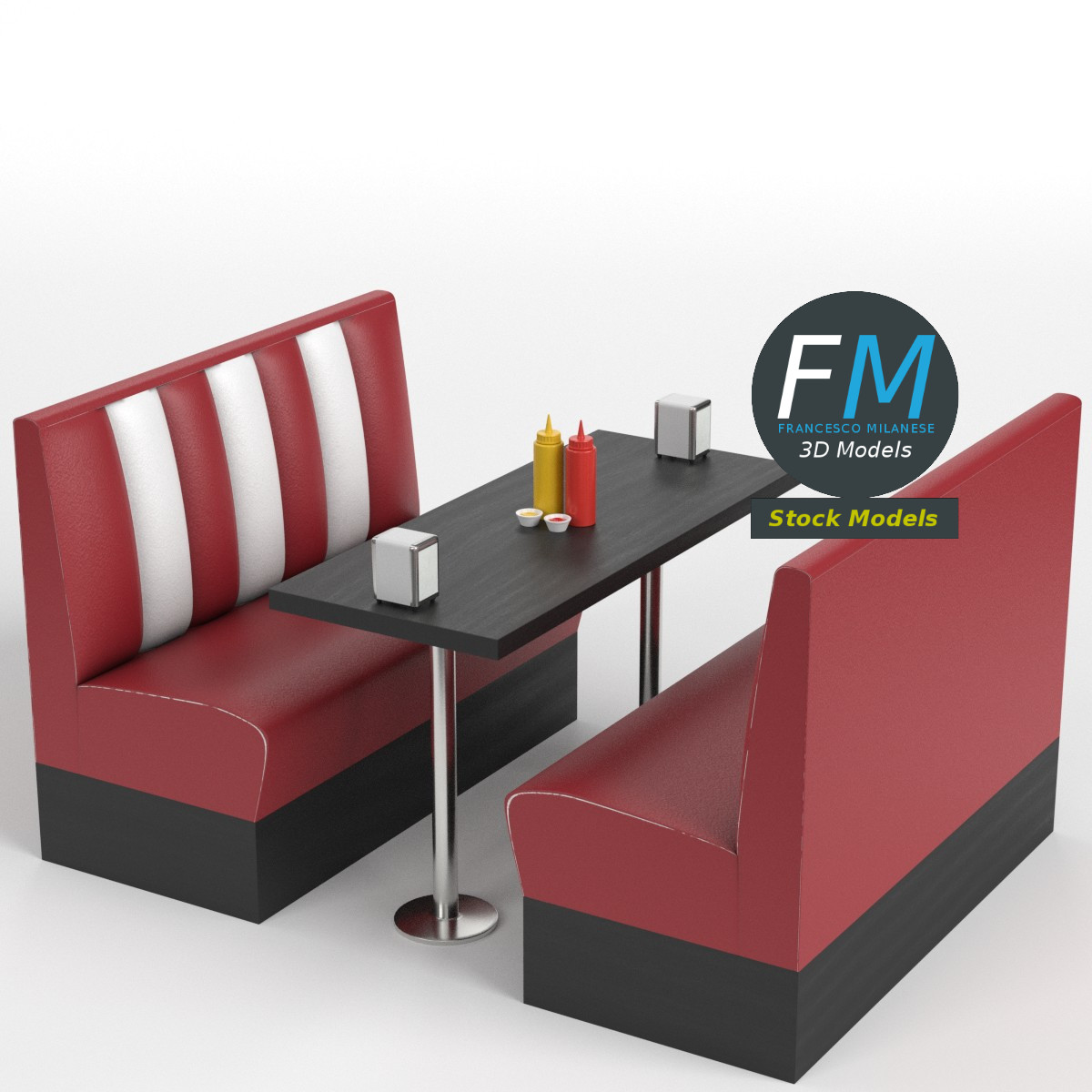 3D-Modell - Diner-Booth-Set - 01