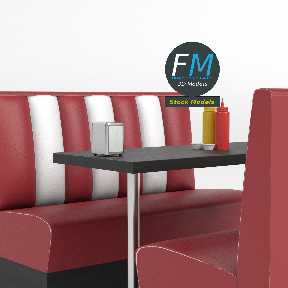 3D-Modell - Diner-Booth-Set - 03