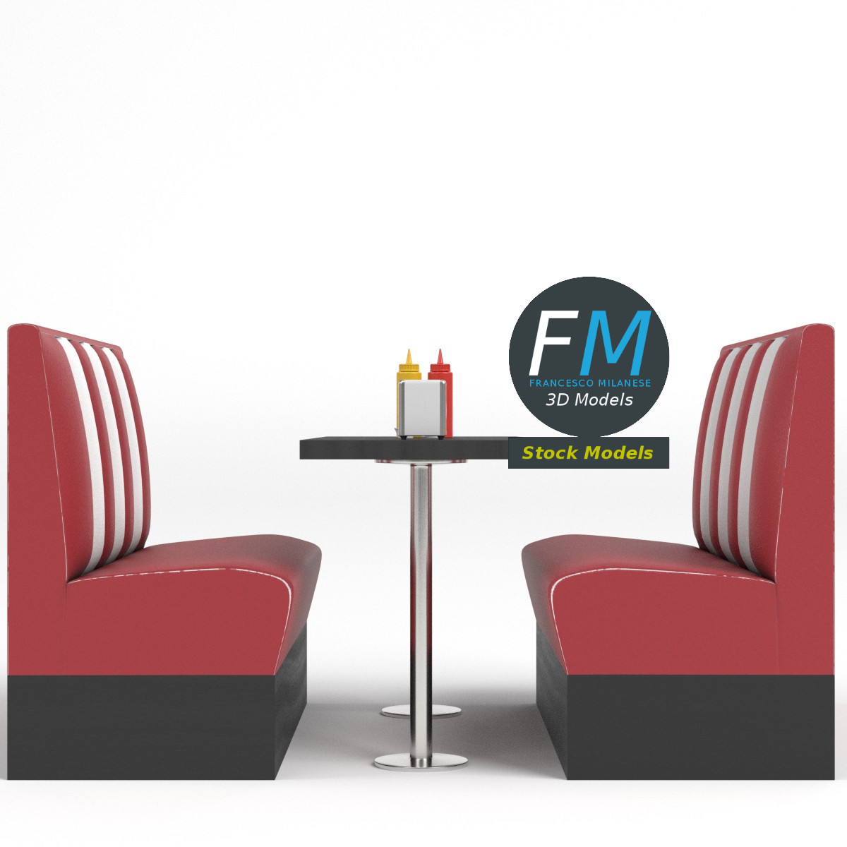 3D-Modell - Diner-Booth-Set - 04