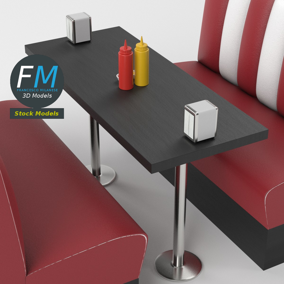 3D-Modell - Diner-Booth-Set - 05