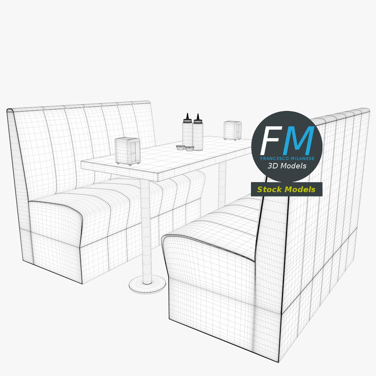3D-Modell - Diner-Booth-Set - 07