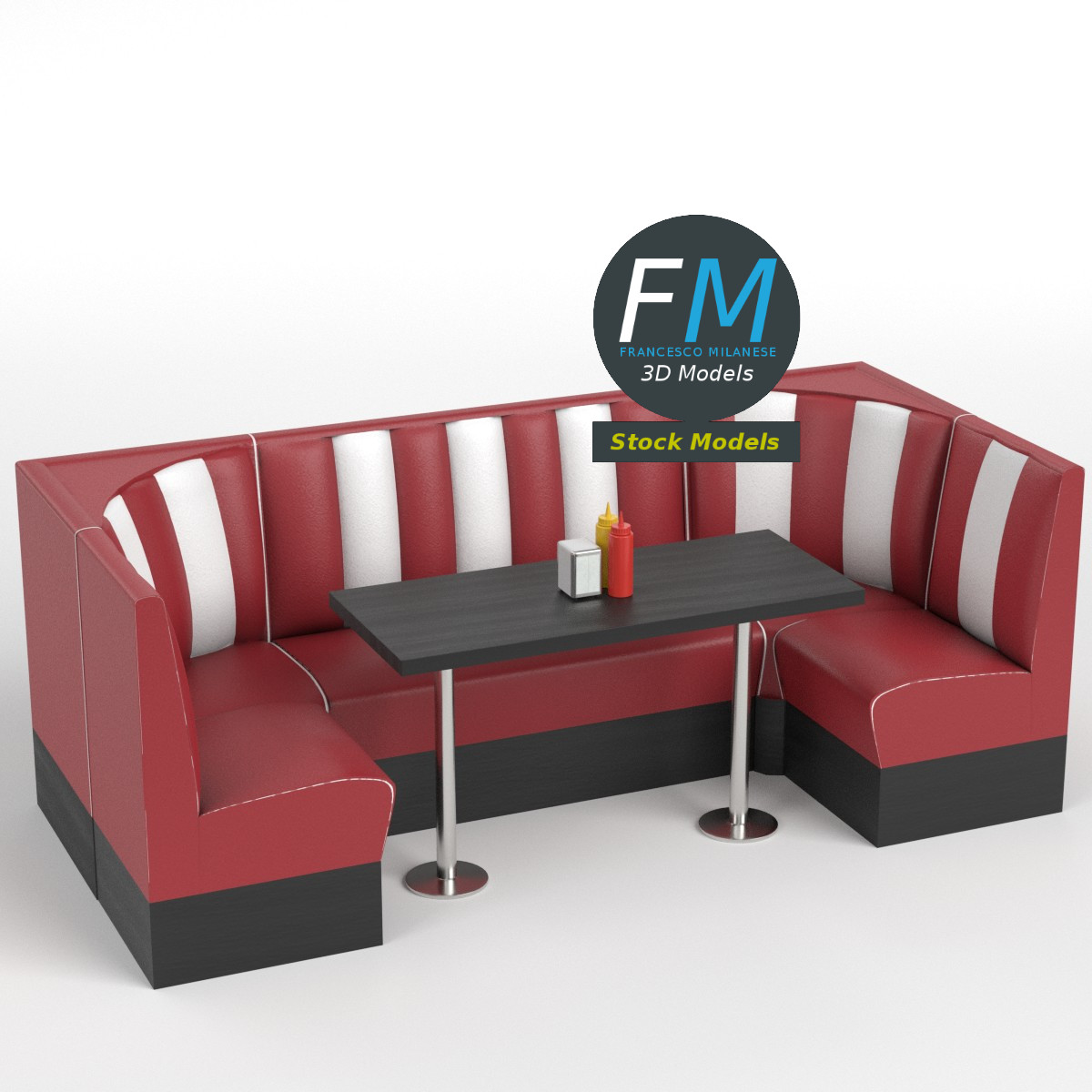 3D-Modell - Diner-Sitzgruppen-Set - 01
