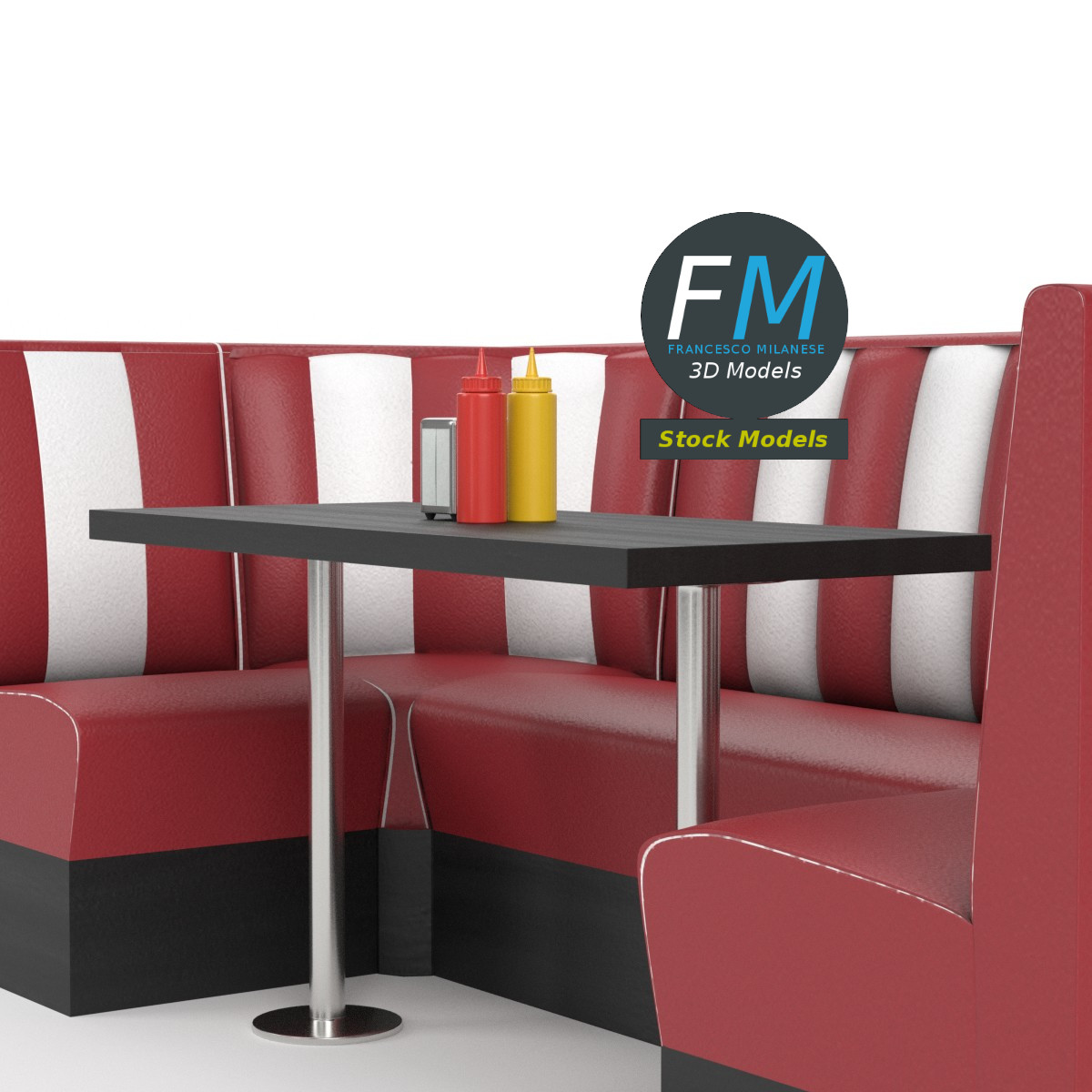 3D-Modell - Diner-Sitzgruppen-Set - 02
