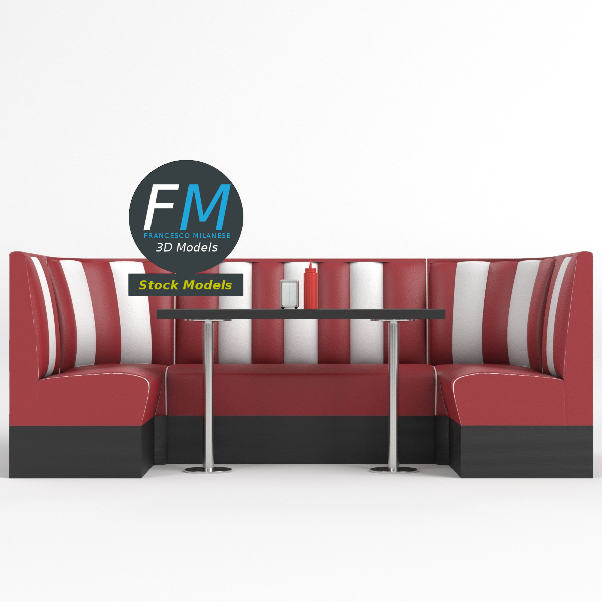 3D-Modell - Diner-Sitzgruppen-Set - 03