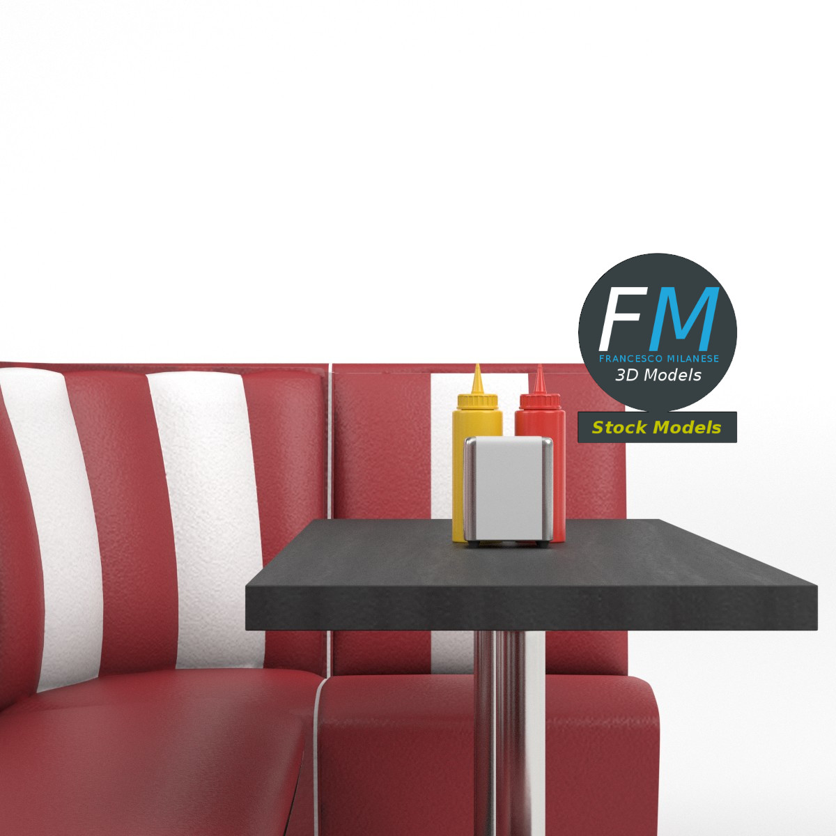 3D-Modell - Diner-Sitzgruppen-Set - 04