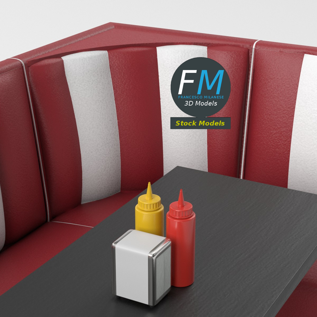 3D-Modell - Diner-Sitzgruppen-Set - 05