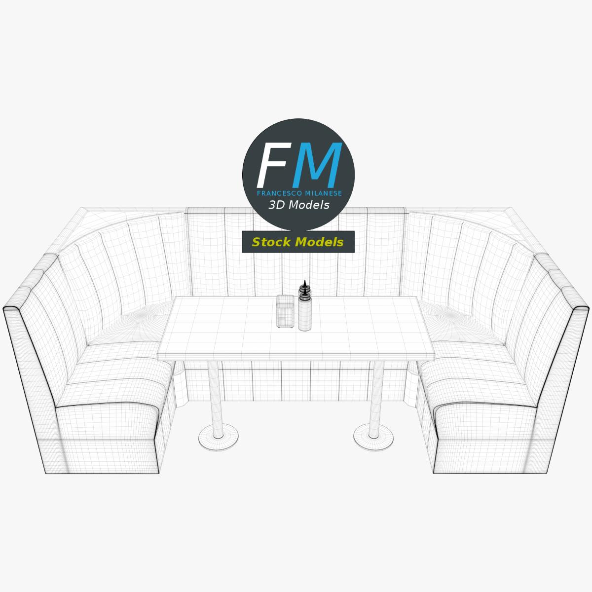 3D-Modell - Diner-Sitzgruppen-Set - 07