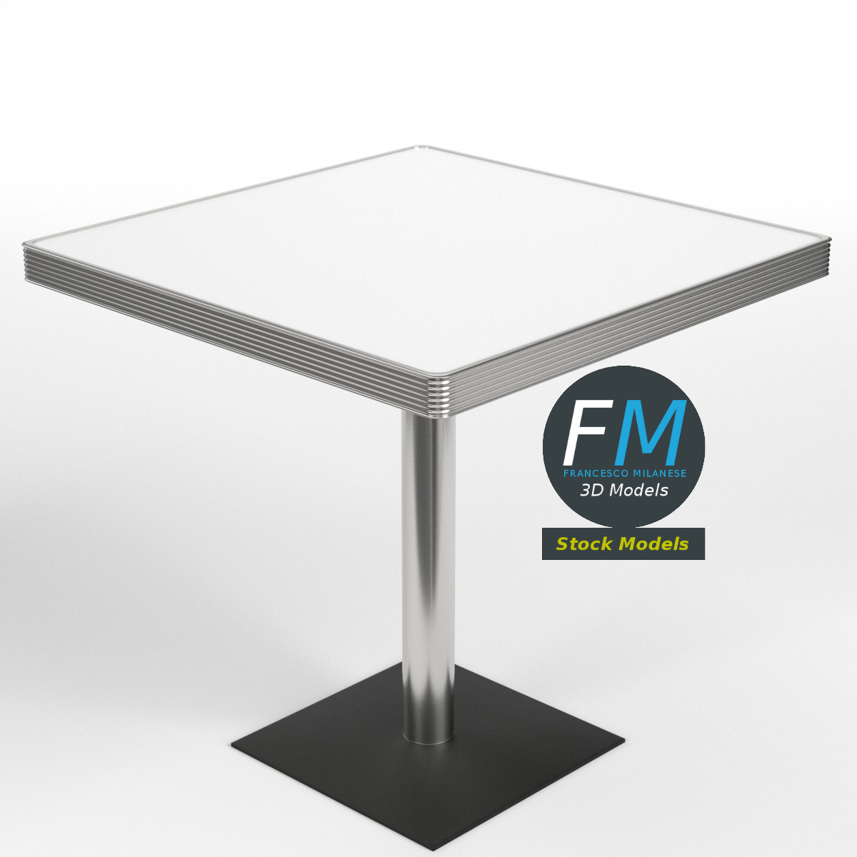 3D-Modell - Quadratischer Diner-Tisch - 01
