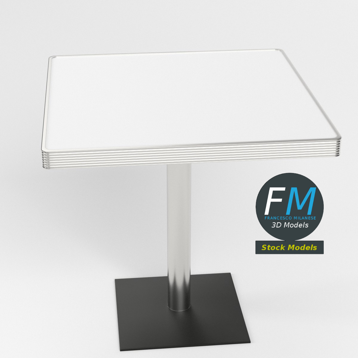 3D-Modell - Quadratischer Diner-Tisch - 02