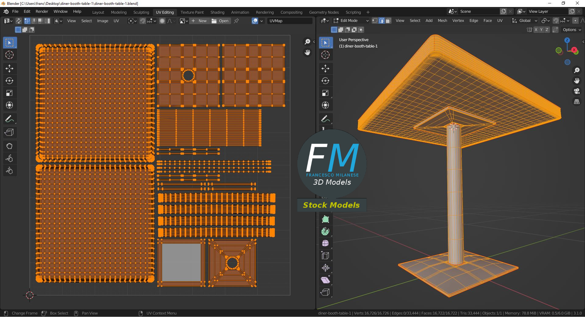 3D-Modell - Quadratischer Diner-Tisch - 10