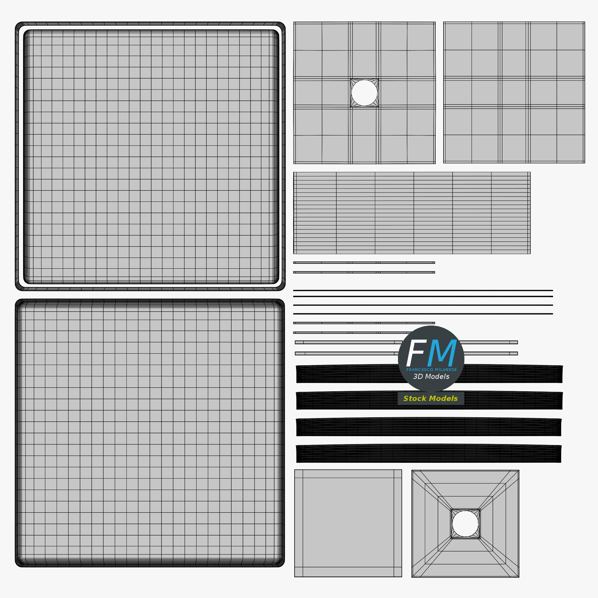 3D-Modell - Quadratischer Diner-Tisch - 11 3D-Modell - Quadratischer Diner-Tisch - 11