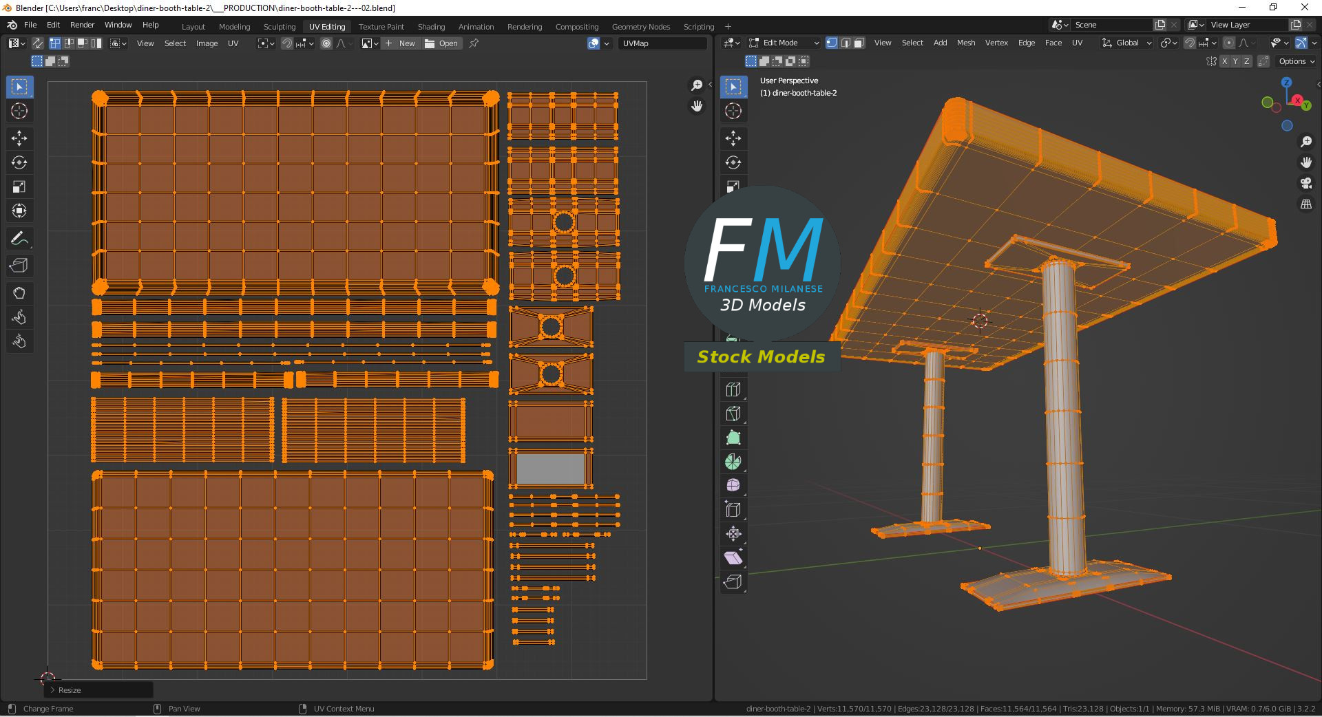 3D-Modell - Diner-Sitztisch - 10