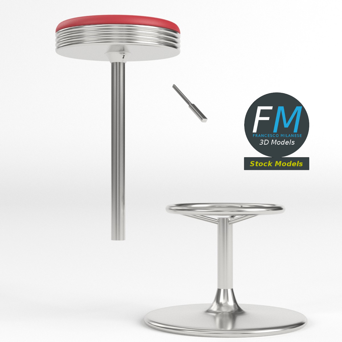 3D-Modell - Diner-Hocker - 03