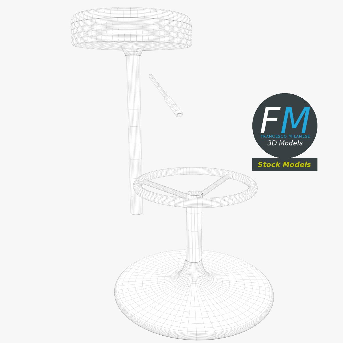3D-Modell - Diner-Hocker - 08