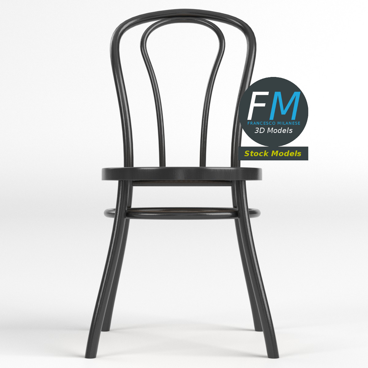 3D-Modell - Esszimmerstuhl mit Geflechtsitz - 03